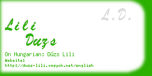 lili duzs business card